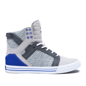 Supra Mens SKYTOP Lt Grey/Royal/white High Top Shoes | CA-33773